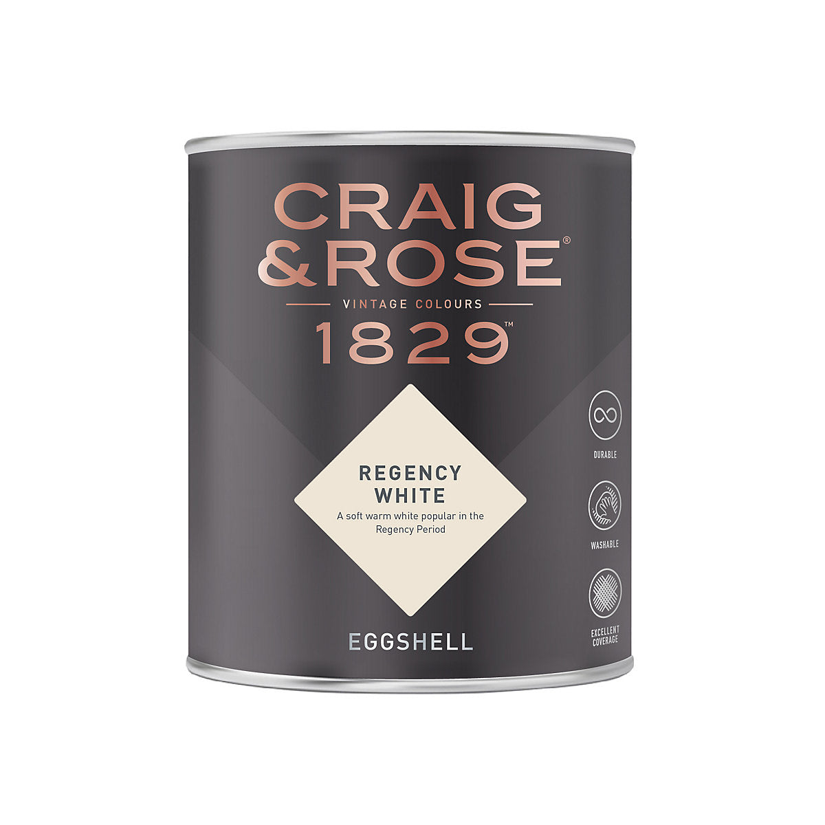 Craig & Rose 1829 Regency White Eggshell Wall paint, 750ml