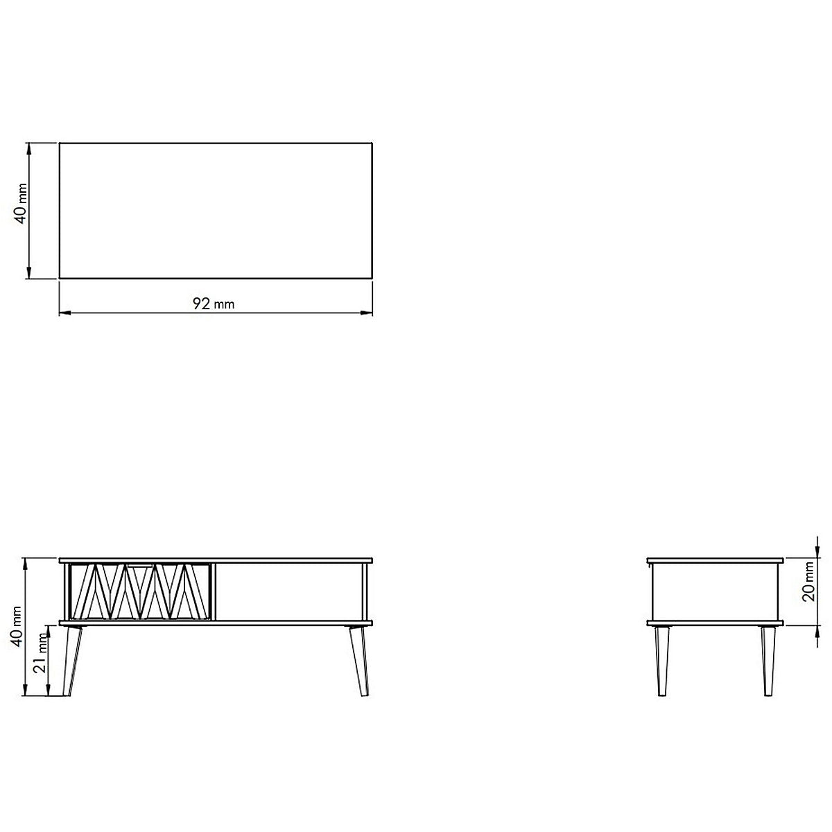 Cube Ready assembled Matt duck egg & white 1 Drawer Small Coffee table (H)455mm (W)905mm (D)395mm
