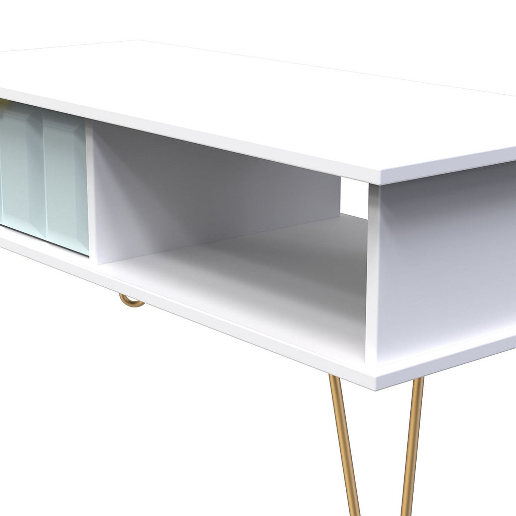Cube Ready assembled Matt duck egg & white 1 Drawer Small Coffee table (H)455mm (W)905mm (D)395mm