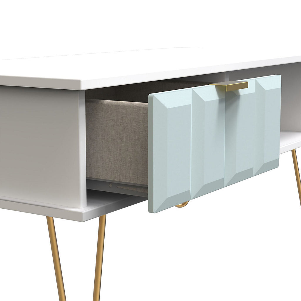 Cube Ready assembled Matt duck egg & white 1 Drawer Small Coffee table (H)455mm (W)905mm (D)395mm