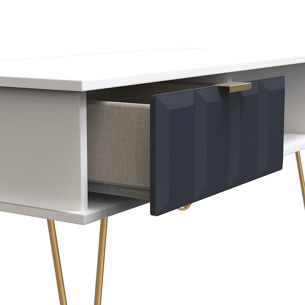 Cube Ready assembled Matt indigo & white 1 Drawer Small Coffee table (H)455mm (W)905mm (D)395mm