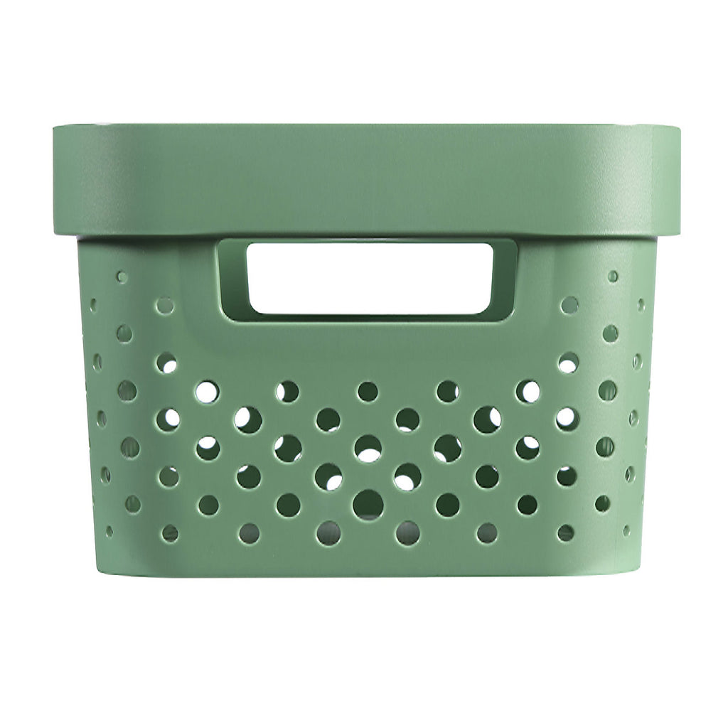 Curver Infinity Dots Green Plastic Stackable Storage basket (H)12cm (W)18cm (D)26cm