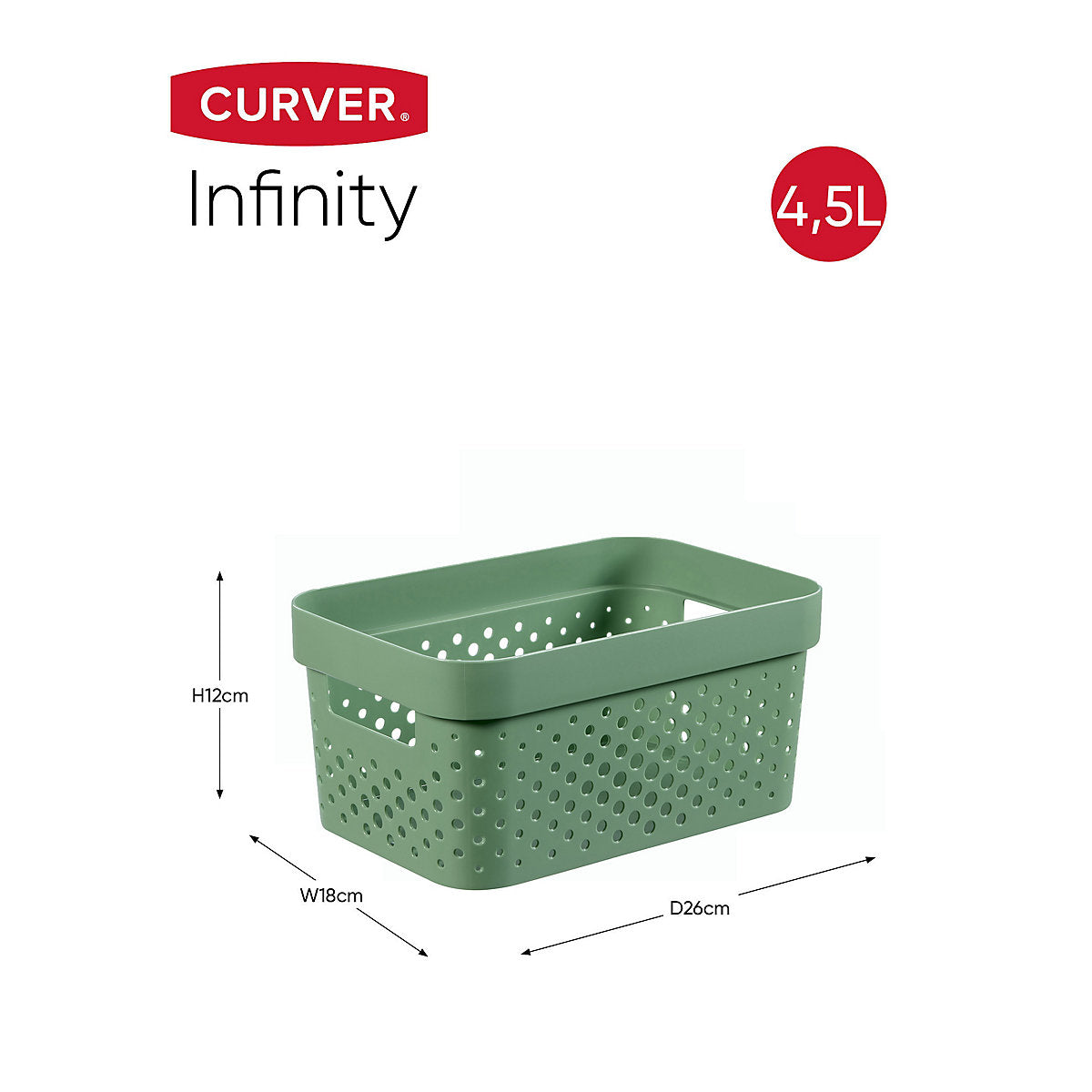Curver Infinity Dots Green Plastic Stackable Storage basket (H)12cm (W)18cm (D)26cm