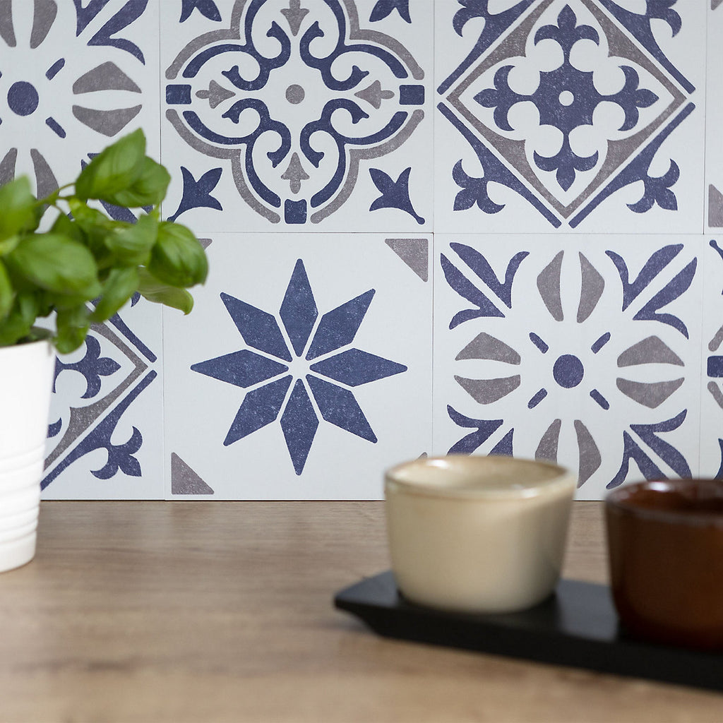 D-C-Fix Alia Blue & White Self-adhesive Tile, 0.14m²