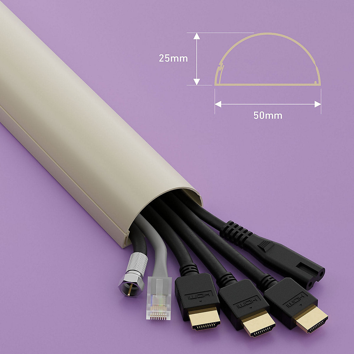 D-Line Magnolia Semi-circle Decorative trunking (D)25mm