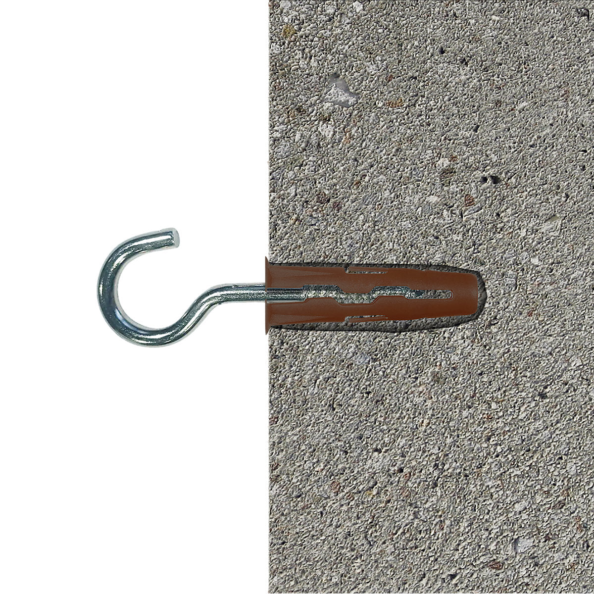 Diall Brown C Hook with wall plug (Dia)7mm (L)30mm, Pack of 2