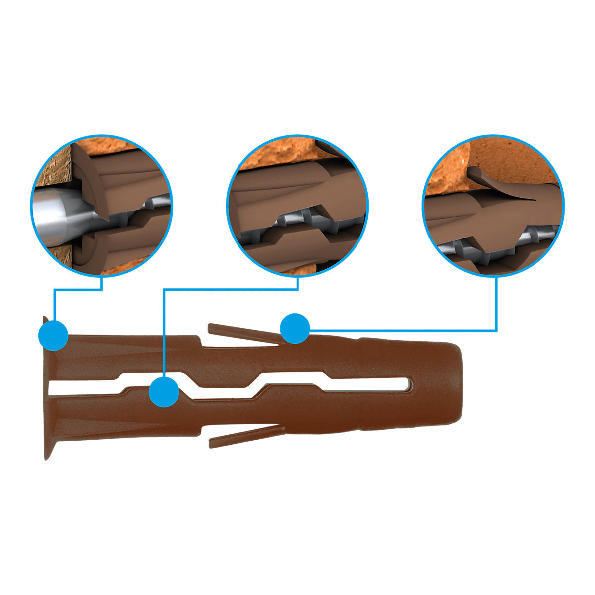 Diall Brown C Hook with wall plug (Dia)7mm (L)30mm, Pack of 2