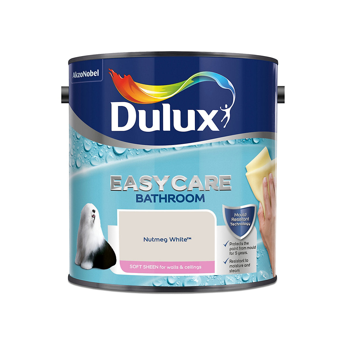 Dulux Easycare Bathroom Nutmeg White Soft sheen Emulsion paint, 2.5L