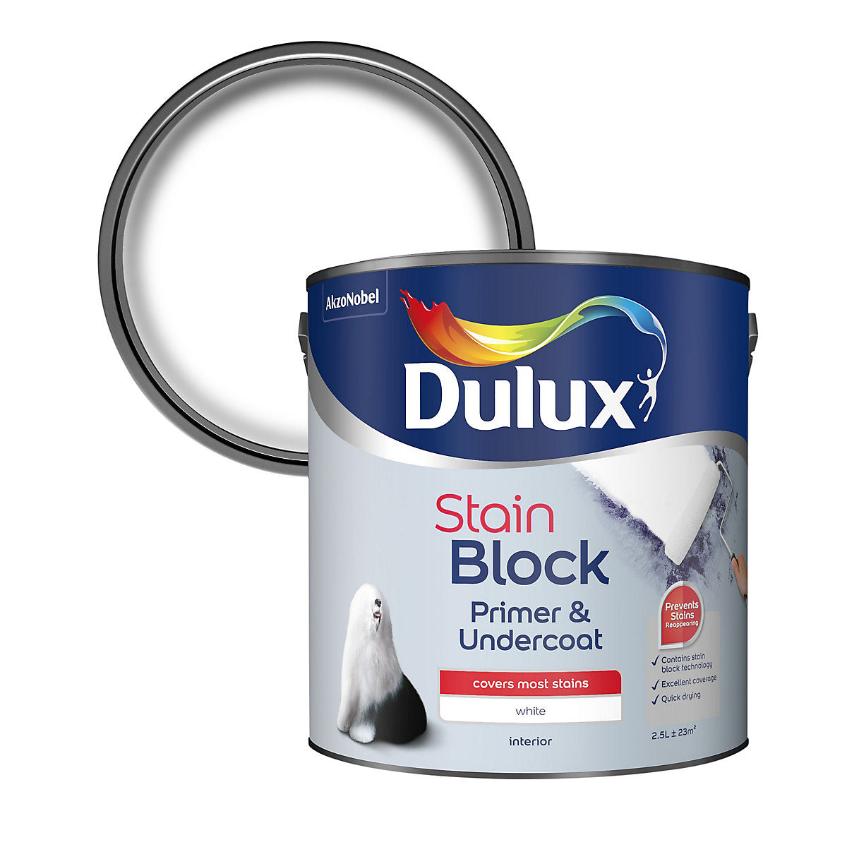 Dulux Stain Block White Primer & undercoat, 2.5L