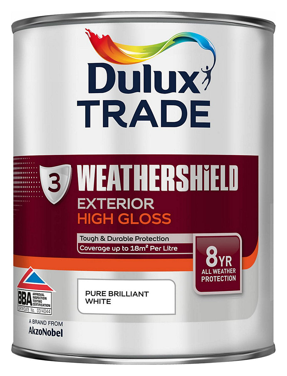 Dulux Trade Pure brilliant white Gloss Multi-surface paint, 1L