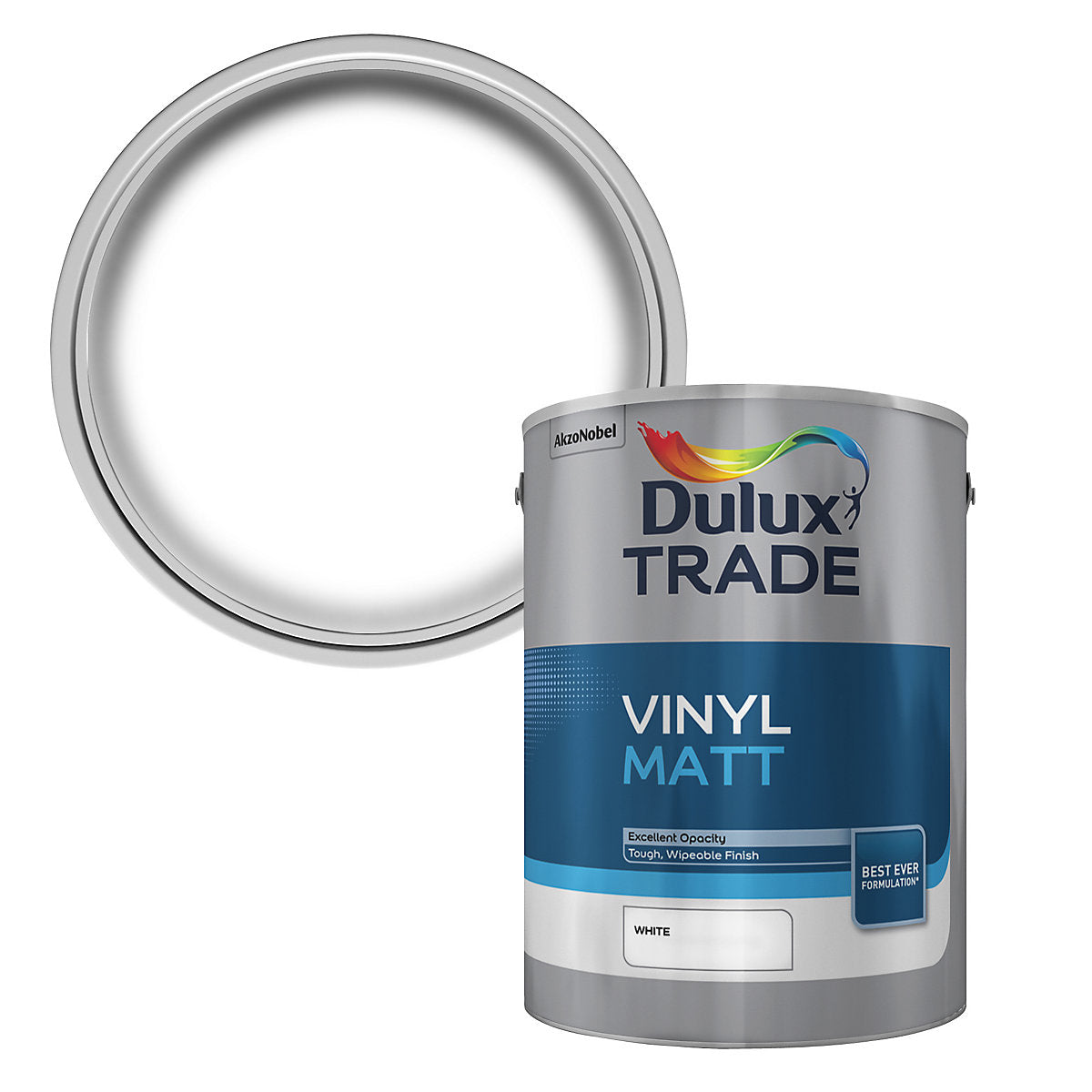 Dulux Trade White Matt Wall & ceiling Emulsion paint, 5L