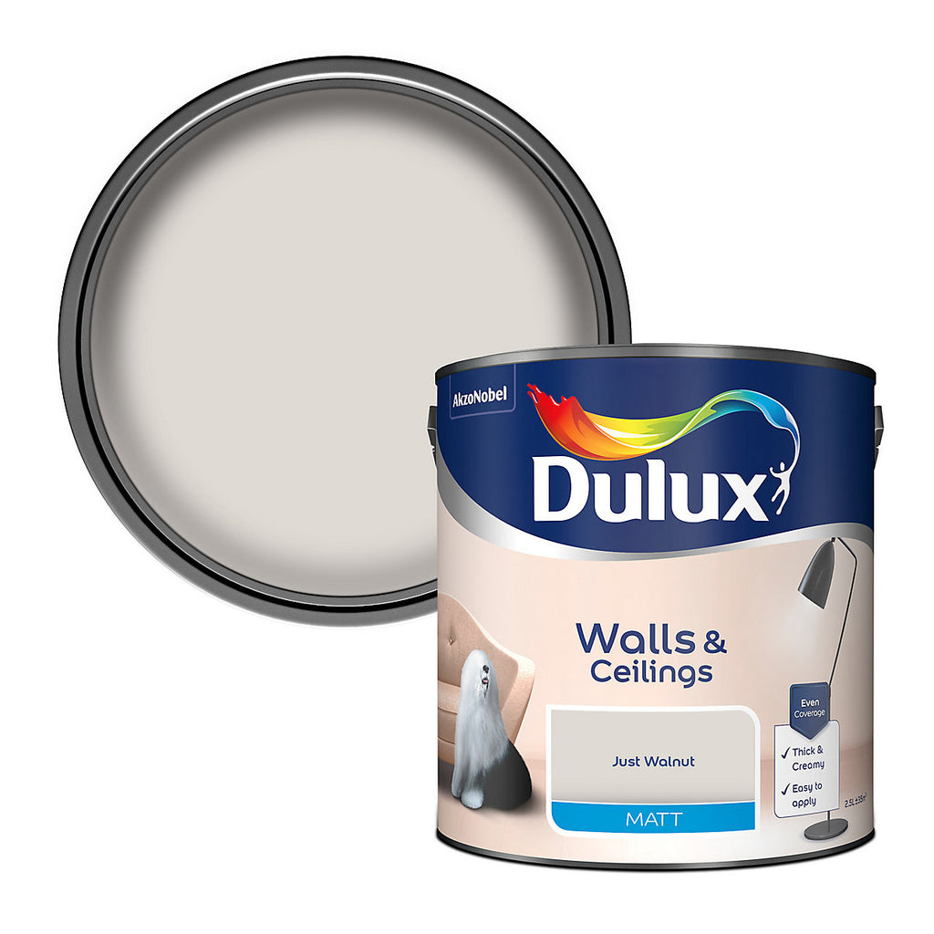Dulux Walls & Ceilings Just walnut Matt Emulsion paint, 2.5L