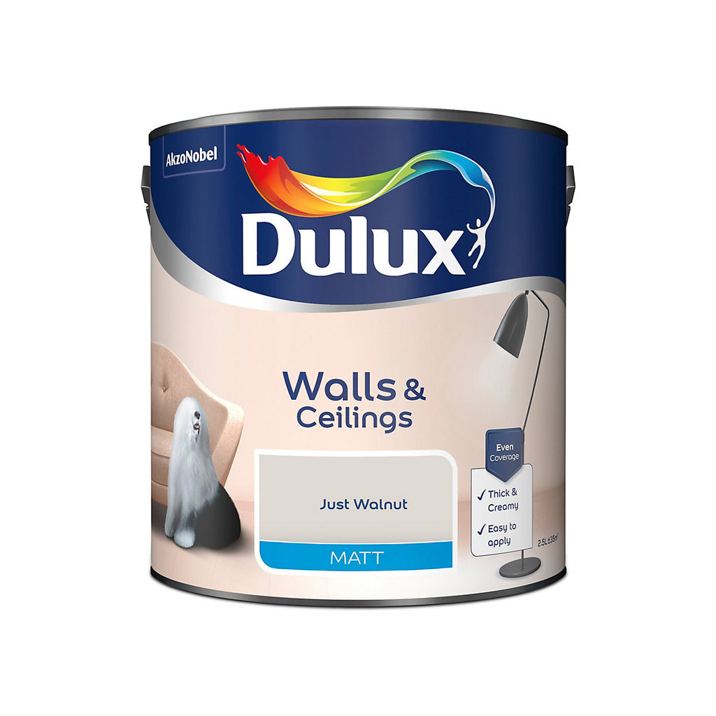Dulux Walls & Ceilings Just walnut Matt Emulsion paint, 2.5L