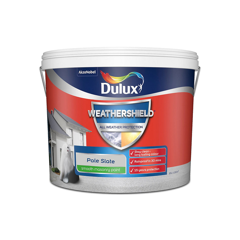 Dulux Weathershield Pale slate Smooth Matt Masonry paint, 10L