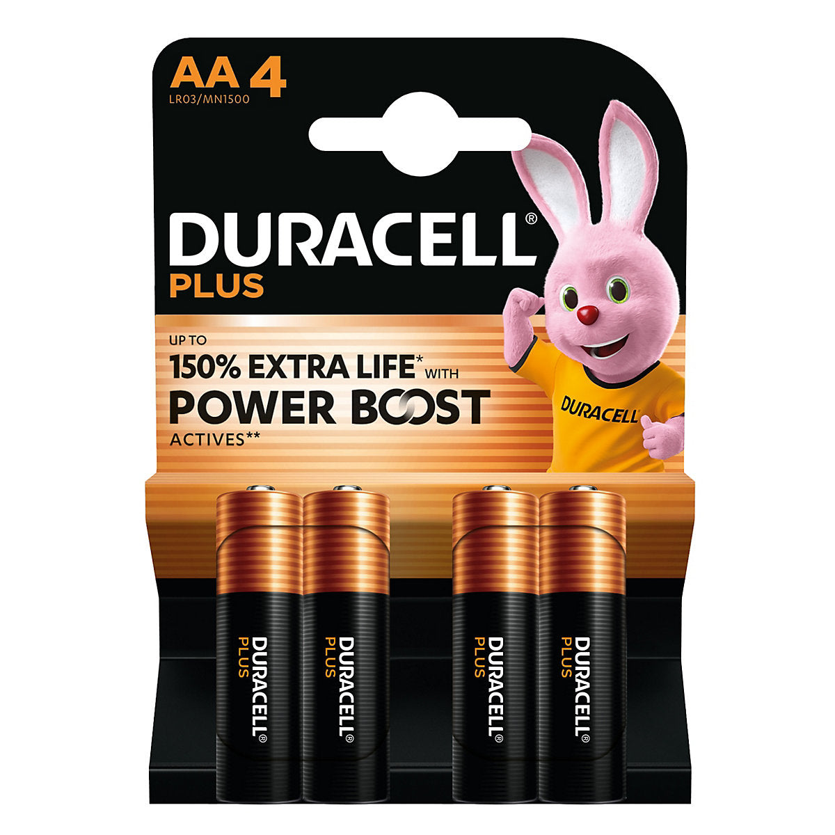 Duracell Plus 1.5V AA Batteries, Pack of 4
