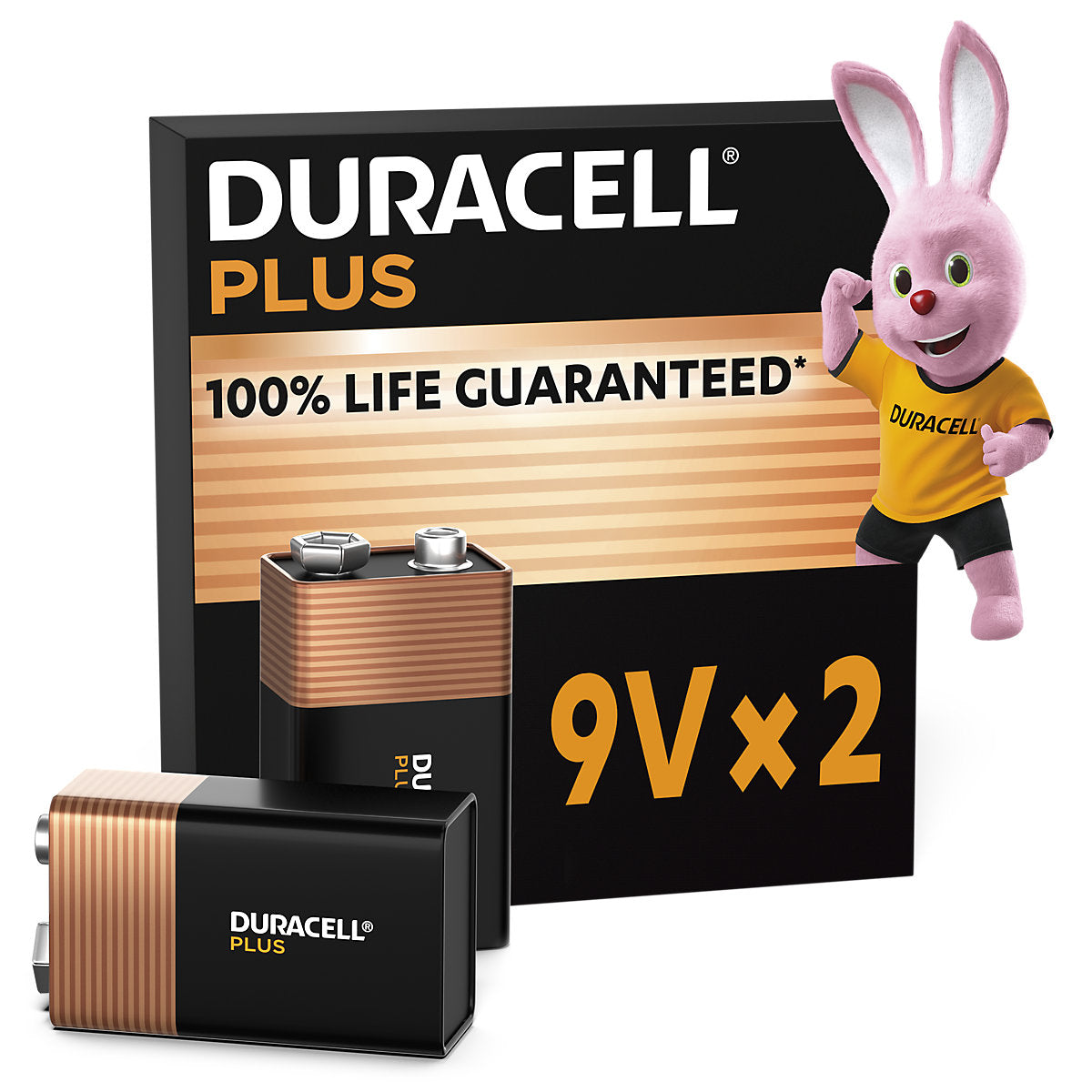 Duracell Plus 9V Batteries, Pack of 2