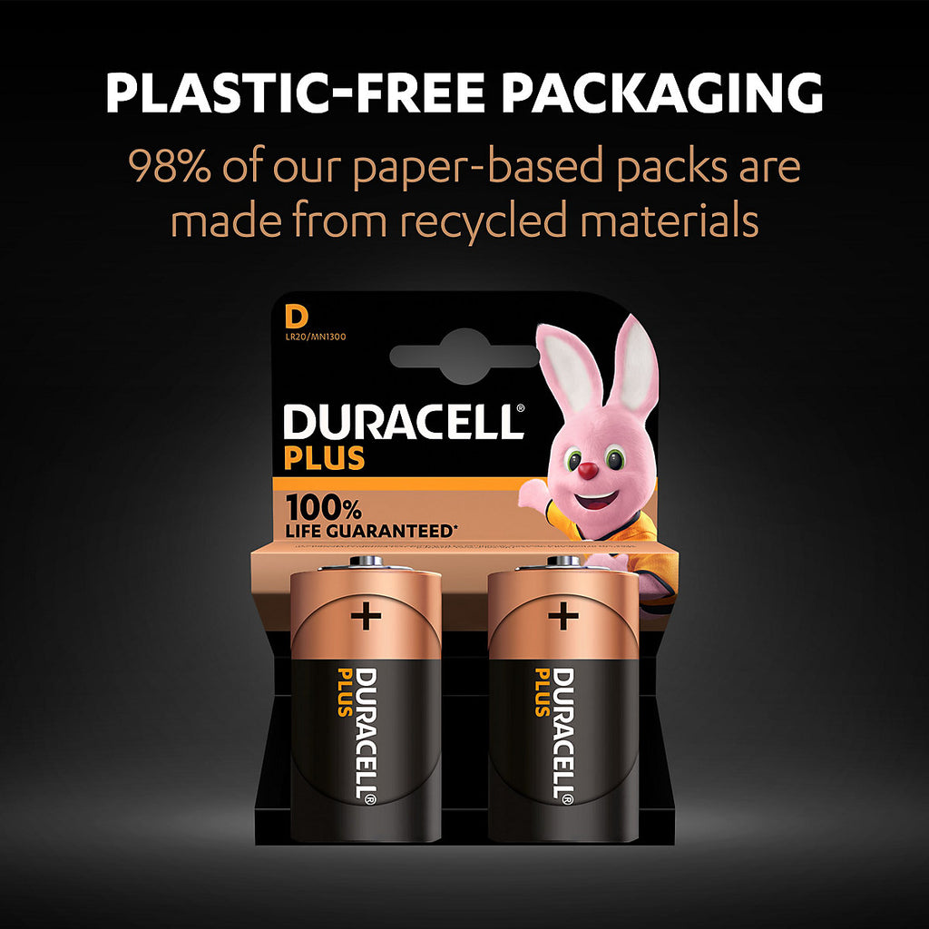 Duracell Plus D Batteries, Pack of 2