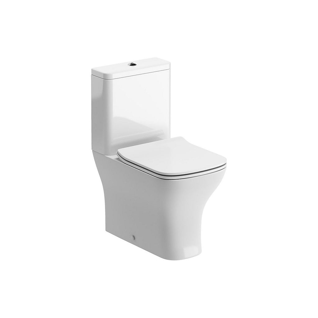 * Durleigh White Rimless Slim Closed back Toilet set with Soft close seat & Close coupled cistern