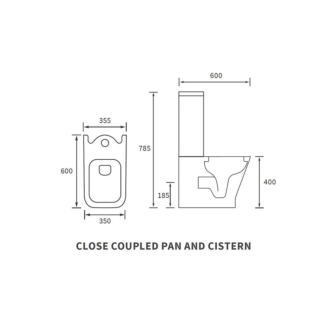 * Durleigh White Rimless Slim Closed back Toilet set with Soft close seat & Close coupled cistern