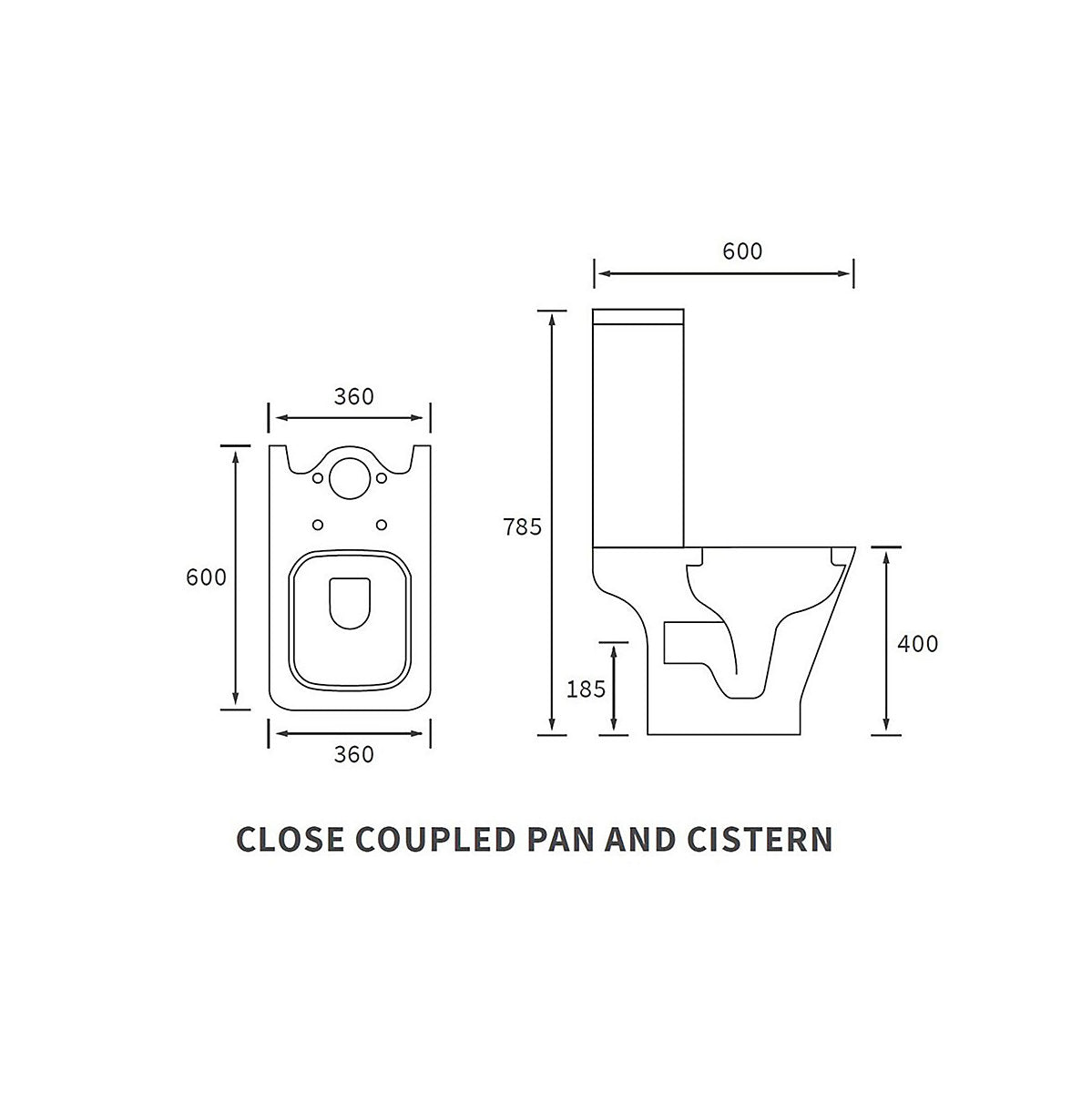 * Durleigh White Rimless Slim Open back Toilet set with Soft close seat & Close coupled cistern