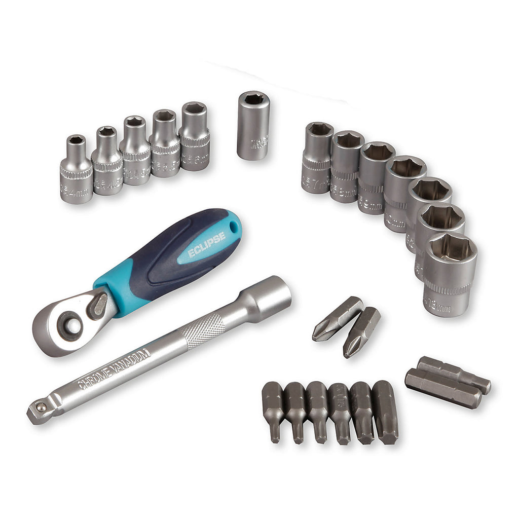 Eclipse Professional Tools 34 piece Metric Mixed Ratchet Socket set with handles