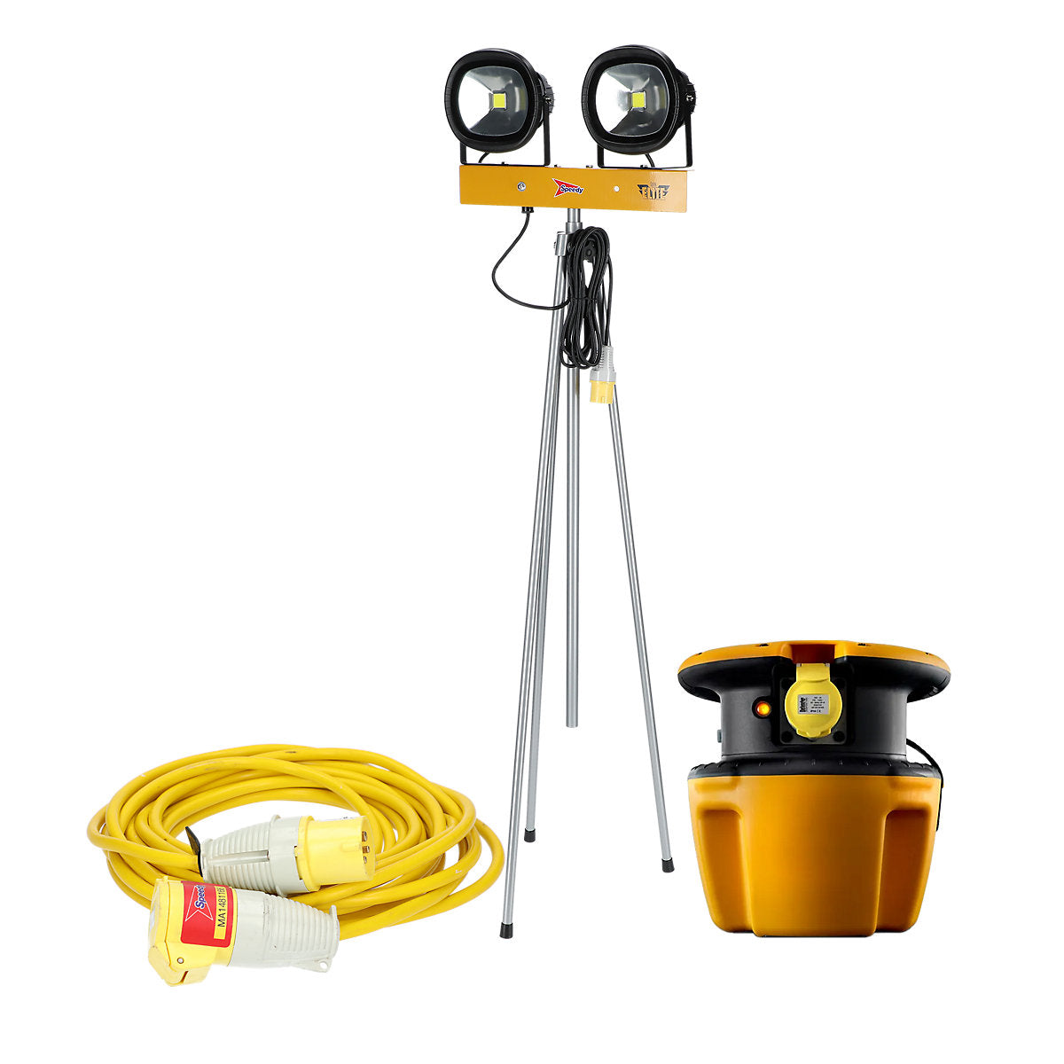Electric Twin lamp LED Floodlight bundle (H)2.4m - Weekend hire