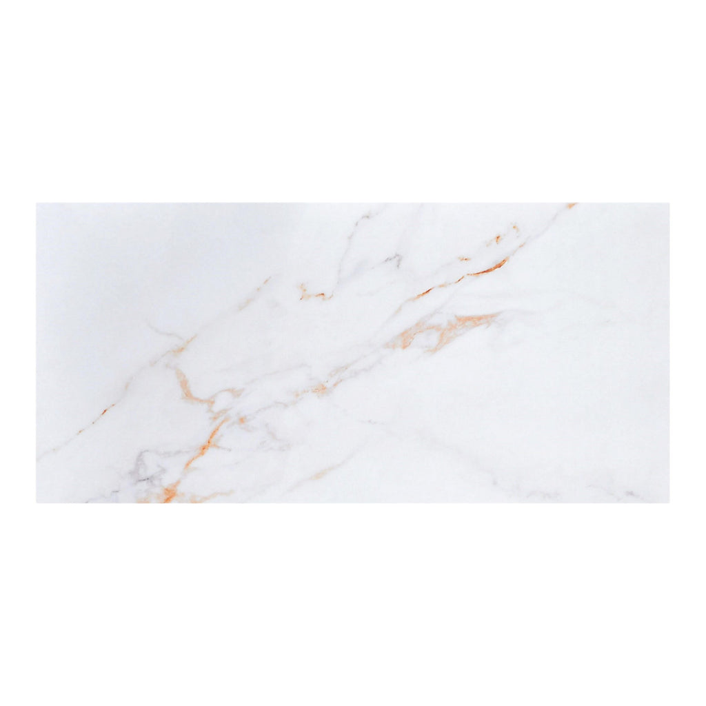 Elegance Marble White & Gold Gloss Marble effect Ceramic Indoor Wall & floor Tile Sample
