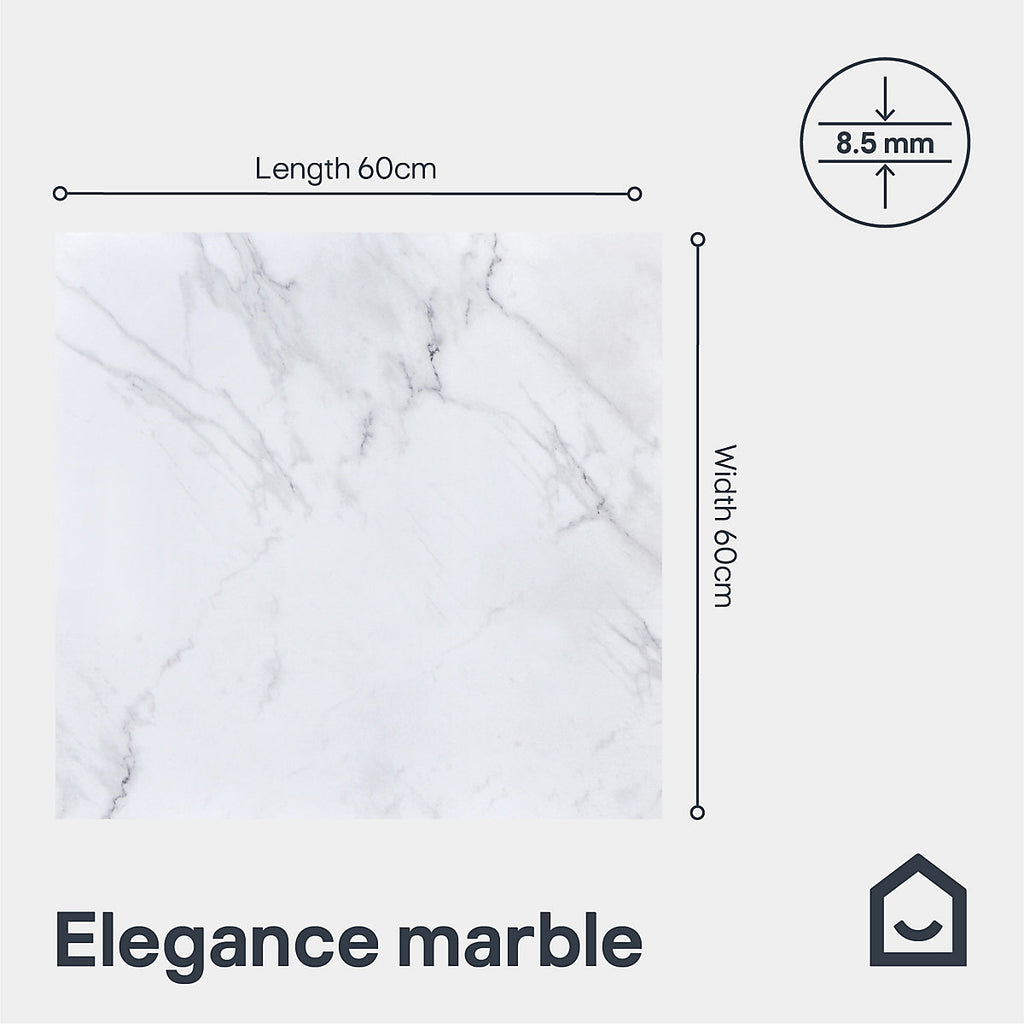 Elegance Marble White & grey Matt Marble effect Porcelain Indoor Wall & floor Tile, Pack of 3, (L)600mm (W)600mm