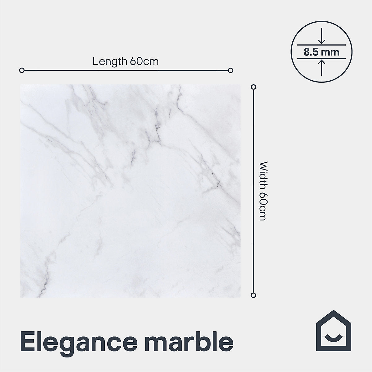 Elegance Marble White & grey Matt Marble effect Porcelain Indoor Wall & floor Tile, Pack of 3, (L)600mm (W)600mm