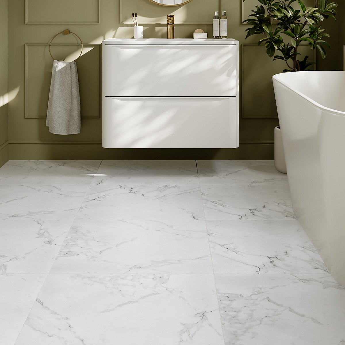 Elegance Marble White & grey Matt Marble effect Porcelain Indoor Wall & floor Tile Sample