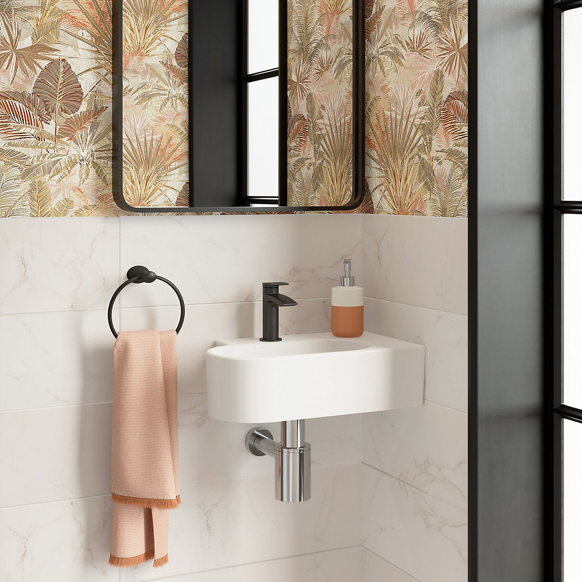 Elegance White Gloss Marble effect Ceramic Indoor Wall Tile Sample