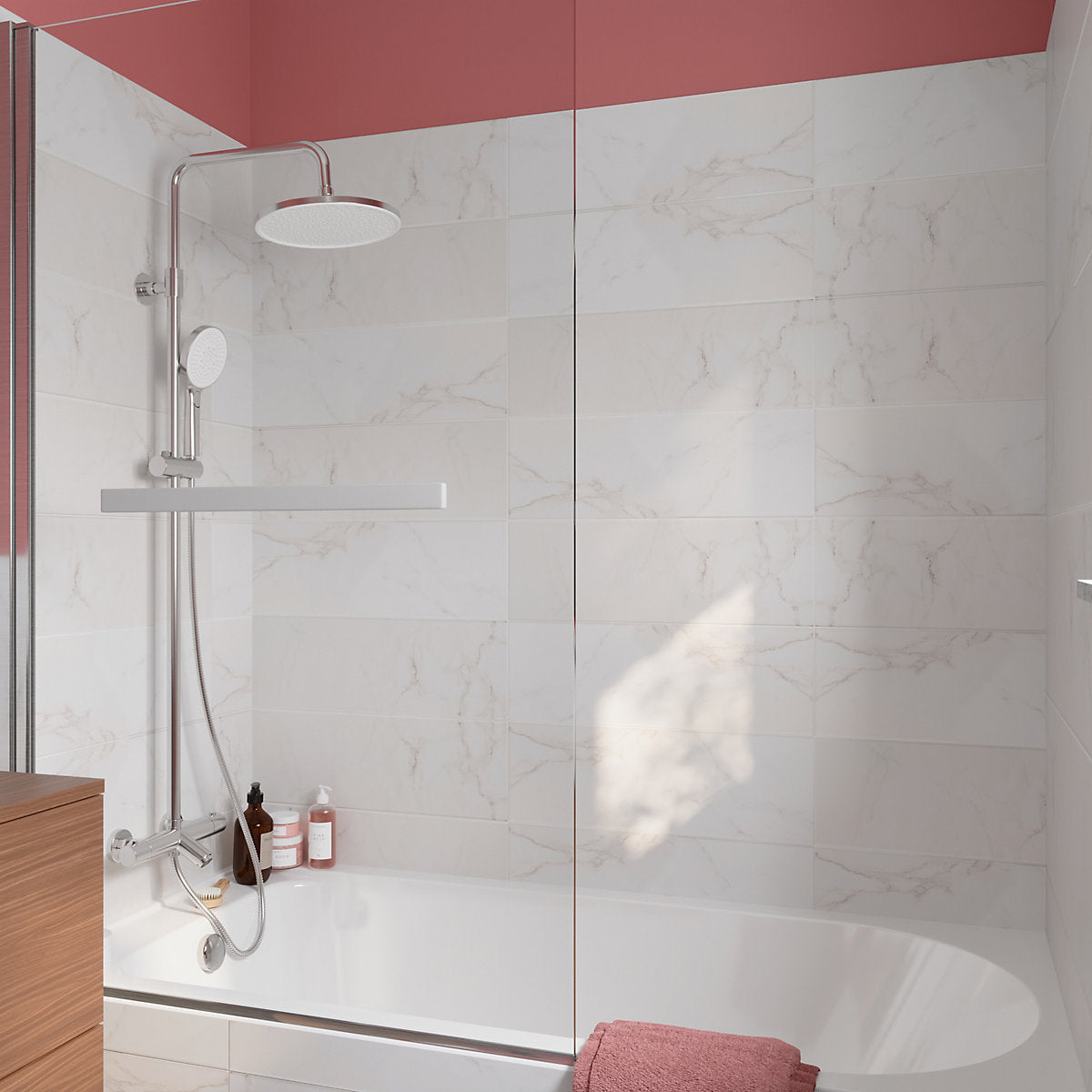 Elegance White Gloss Marble effect Ceramic Indoor Wall Tile Sample