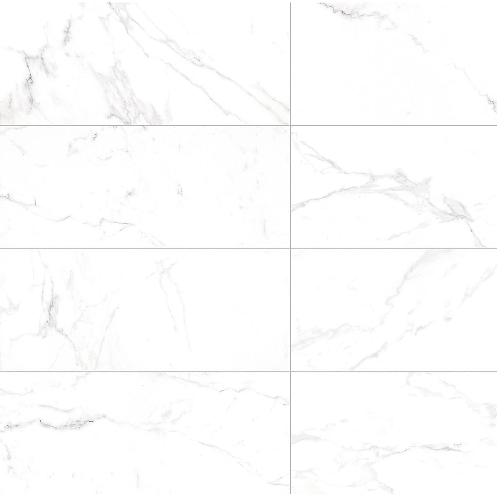 Elegance White Gloss Marble effect Ceramic Indoor Wall Tile Sample