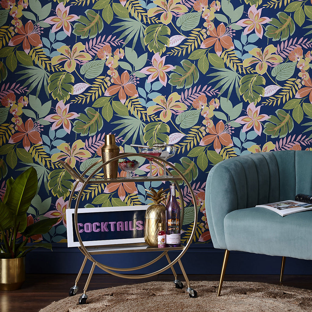 Envy So Exotic Night Floral Smooth Wallpaper Sample