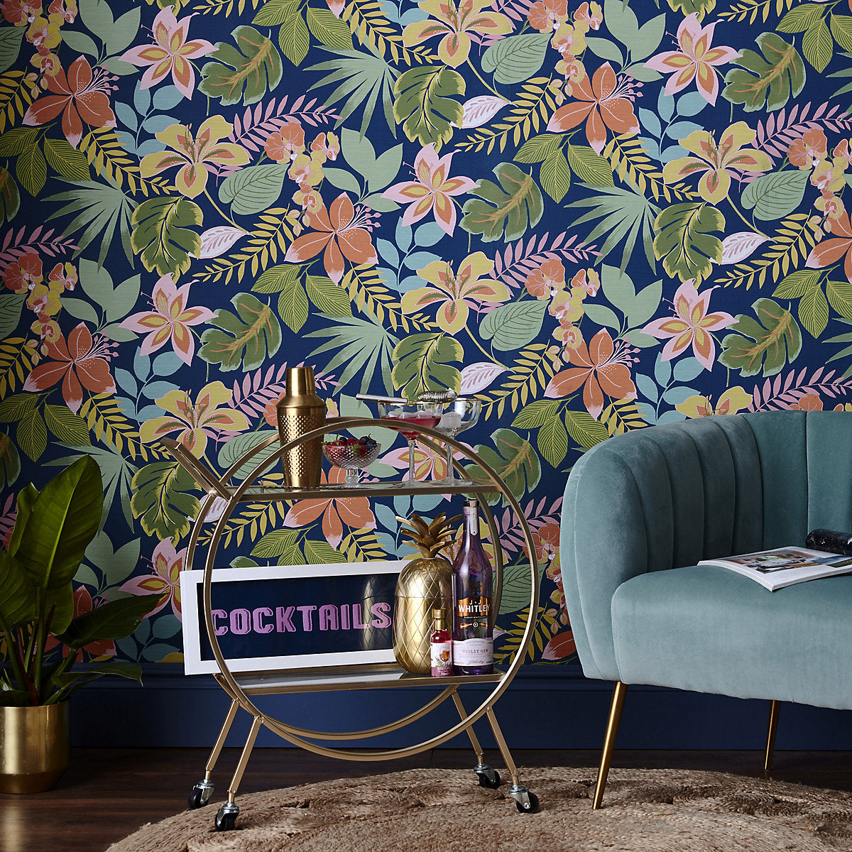 Envy So Exotic Night Floral Smooth Wallpaper Sample