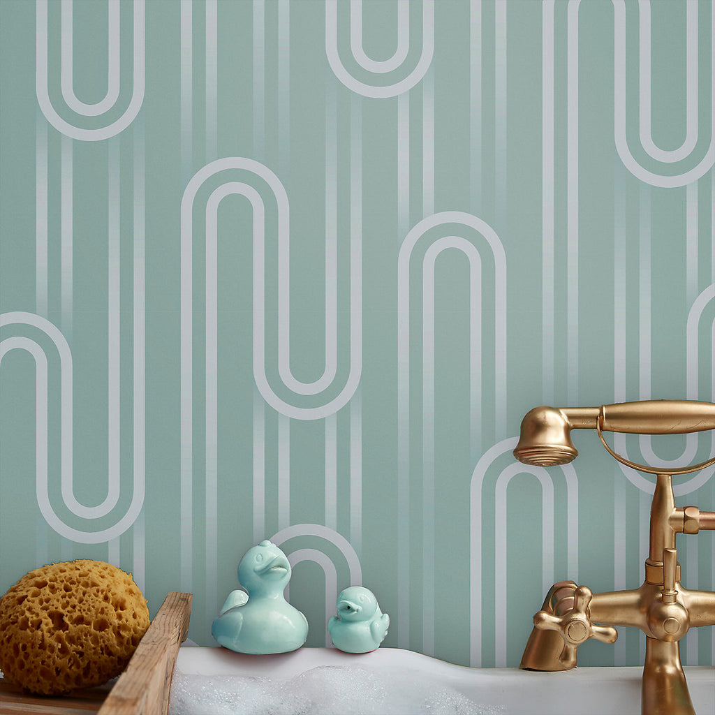 Envy Ups N Downs Pistachio Geometric Smooth Wallpaper Sample