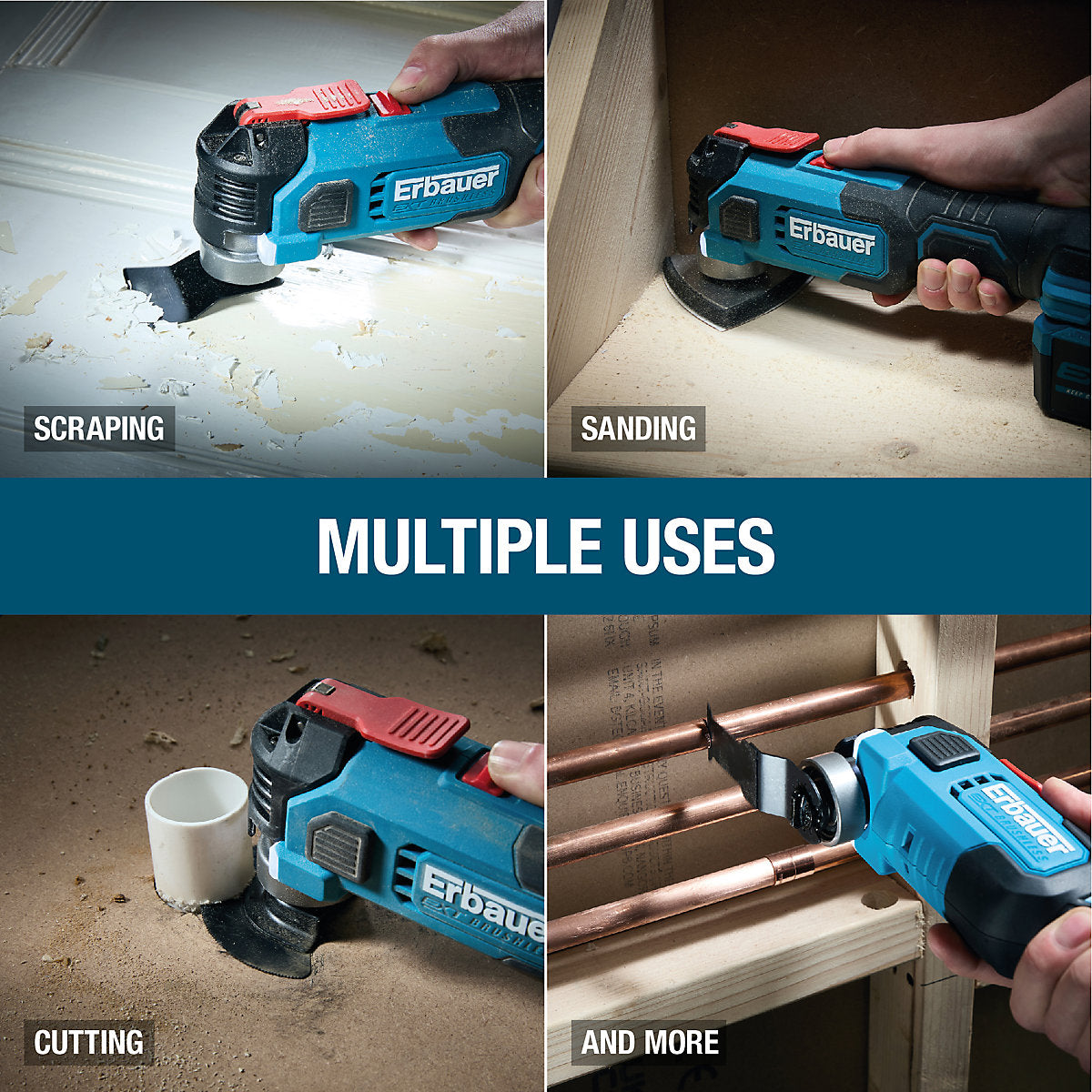 Erbauer 18V 4Ah Li-ion EXT Keep Cool Brushless V2 Cordless Multi tool - ERI1080MLT