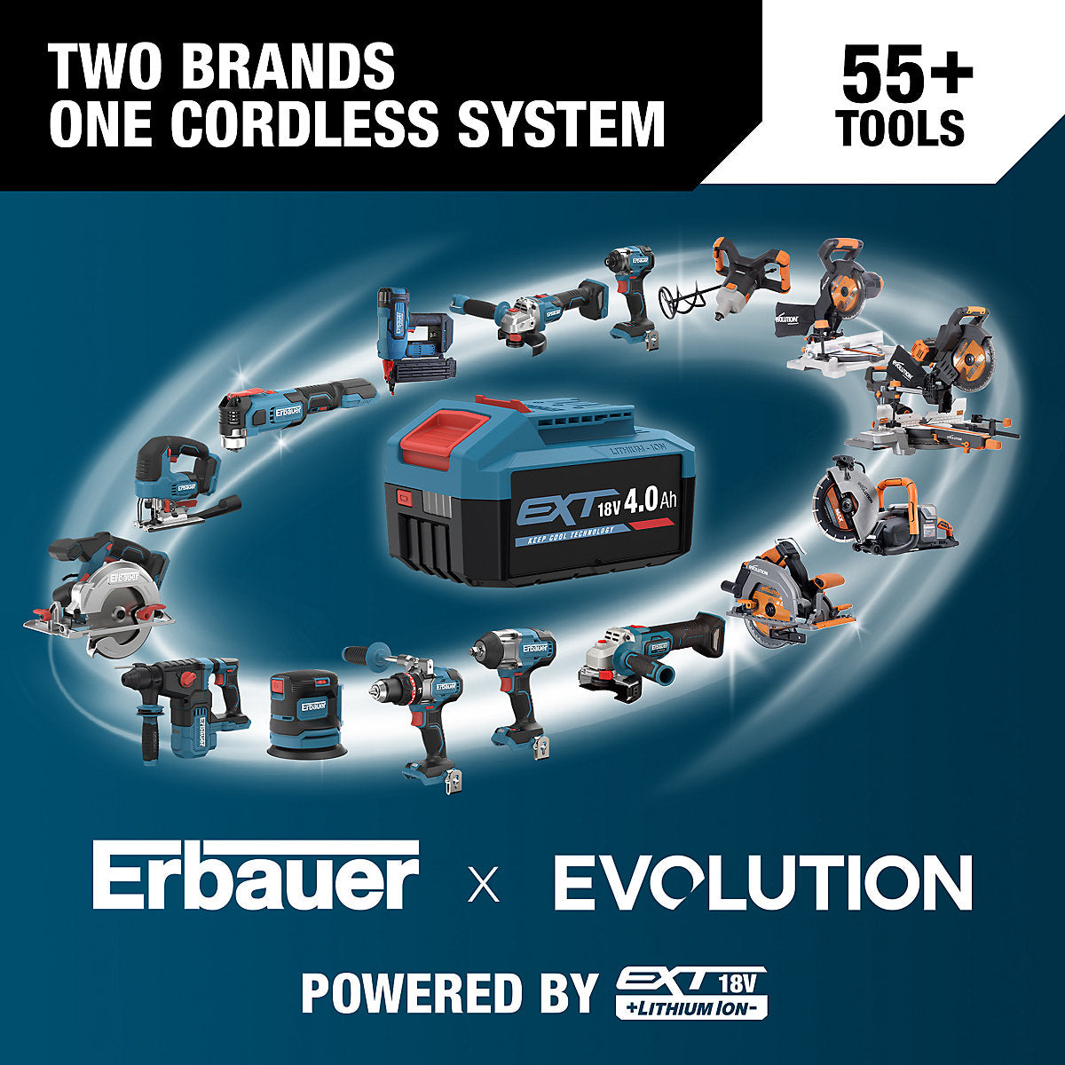 Erbauer 18V 4Ah Li-ion EXT Keep Cool Brushless V2 Cordless Multi tool - ERI1080MLT