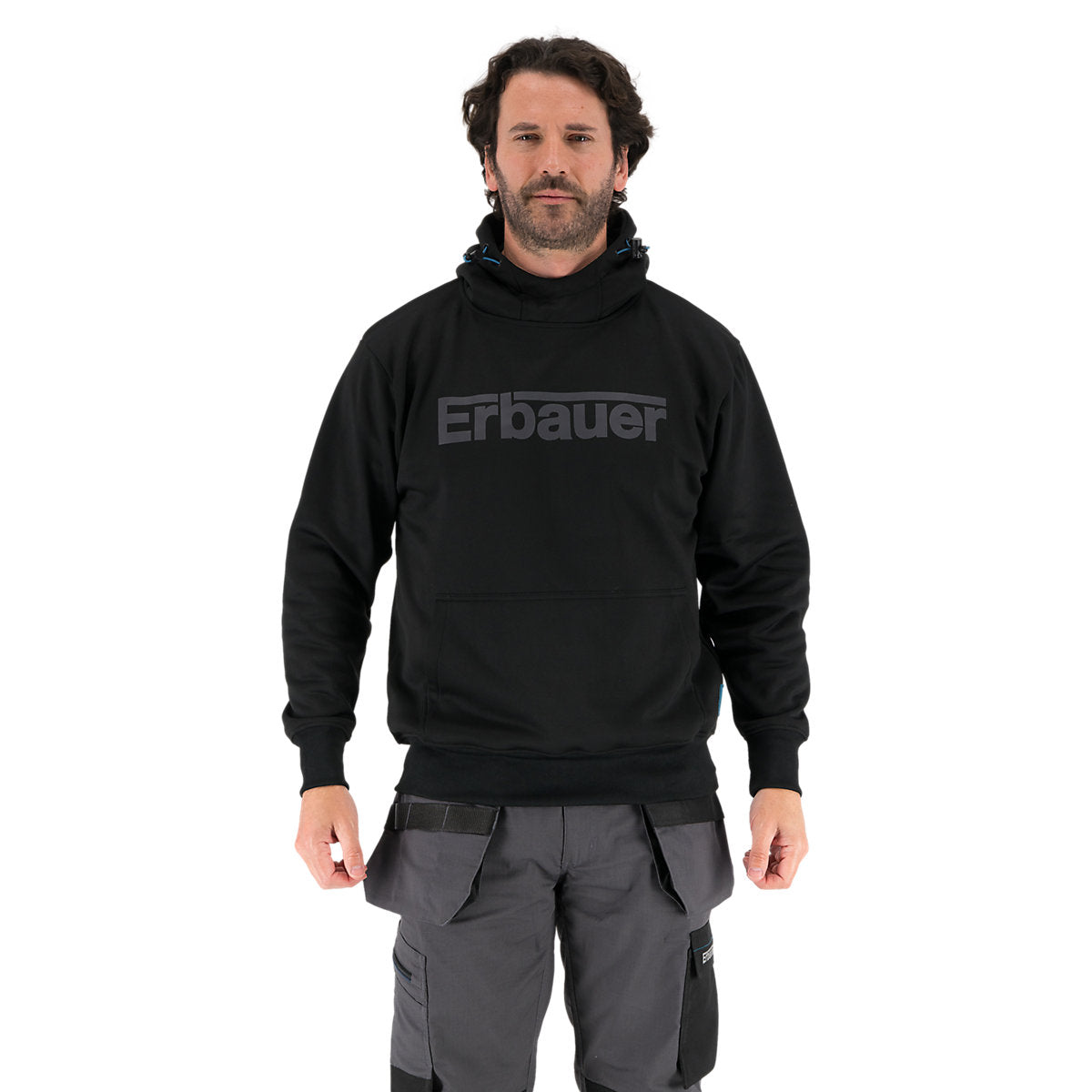 Erbauer Black Men's Hooded sweatshirt Large