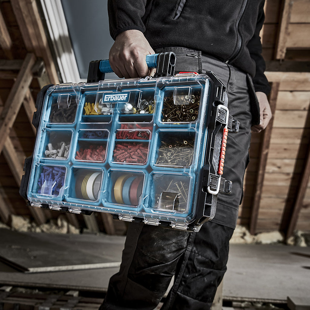 Erbauer Connecx Modular Storage Black Organiser with 10 compartments