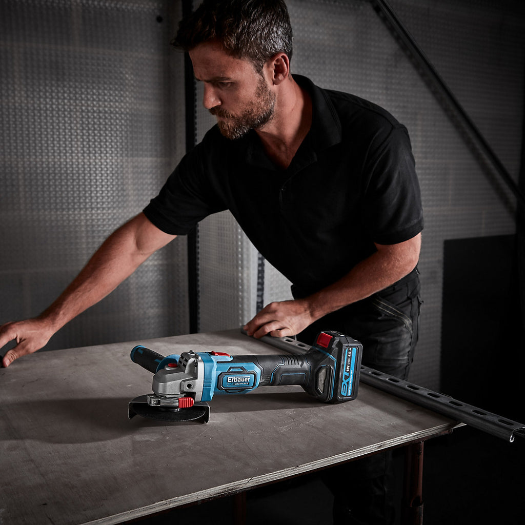 Erbauer EXT 18V 115mm Brushless Cordless Angle grinder (Bare Tool) - EAG18-Li - Refurbished