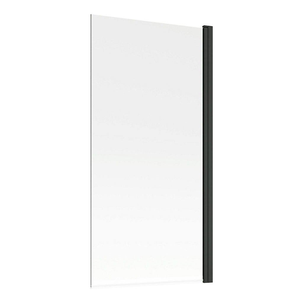 * Essentials Straight Matt Black Bath screen (W)800mm (H)1400mm