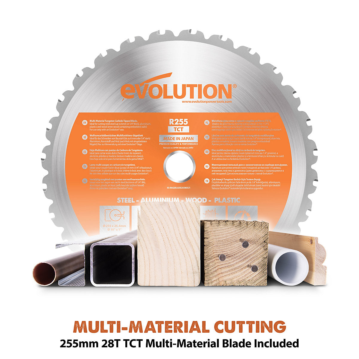 Evolution 36V 255mm Cordless Sliding mitre saw (Bare Tool) - R255SMSDB LI
