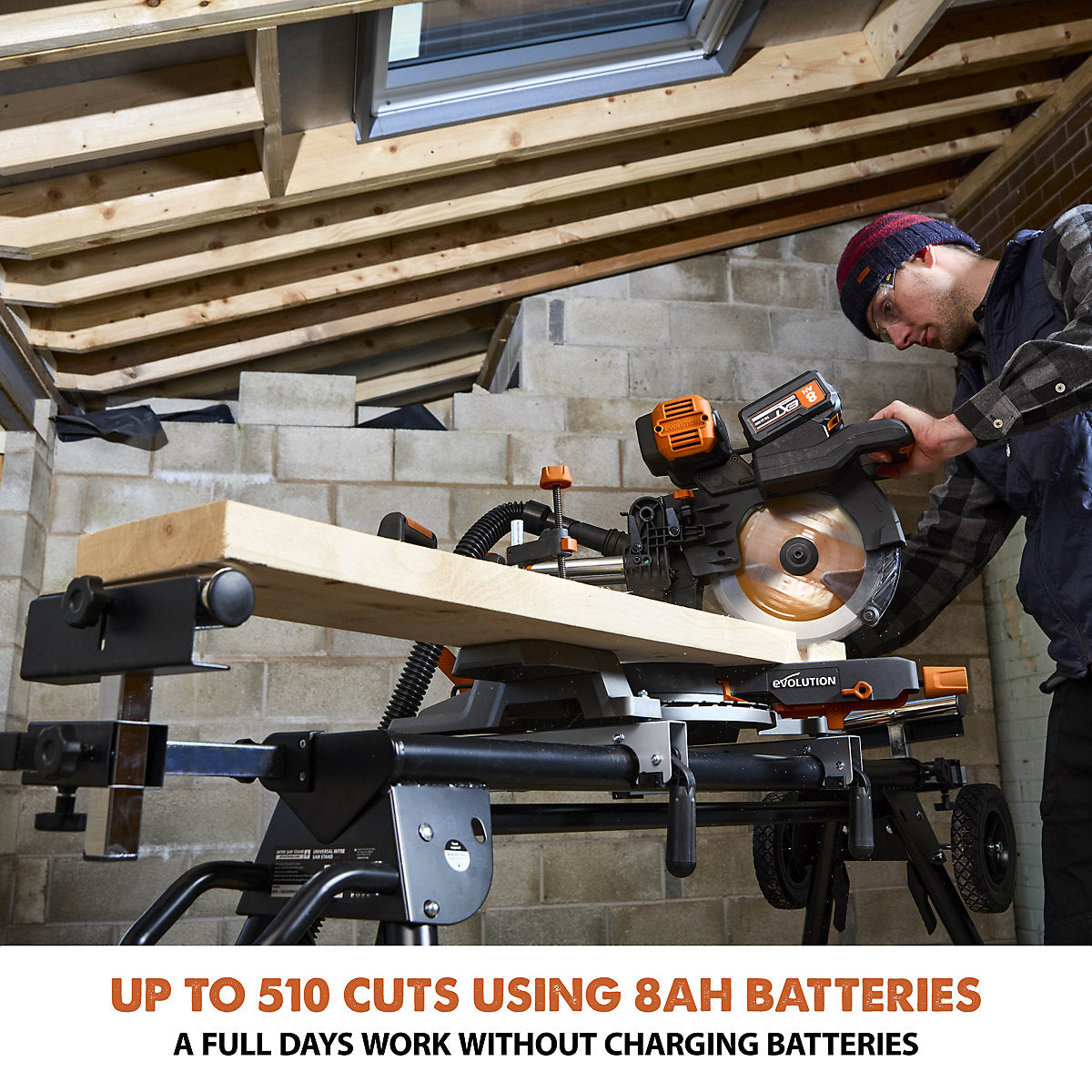 Evolution 36V 255mm Cordless Sliding mitre saw (Bare Tool) - R255SMSDB LI