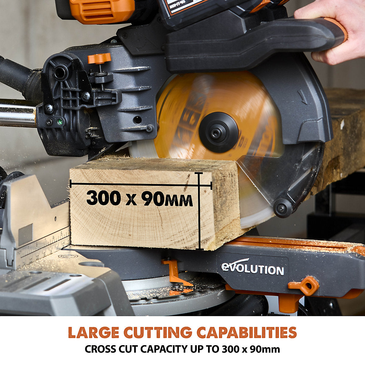 Evolution 36V 255mm Cordless Sliding mitre saw (Bare Tool) - R255SMSDB LI