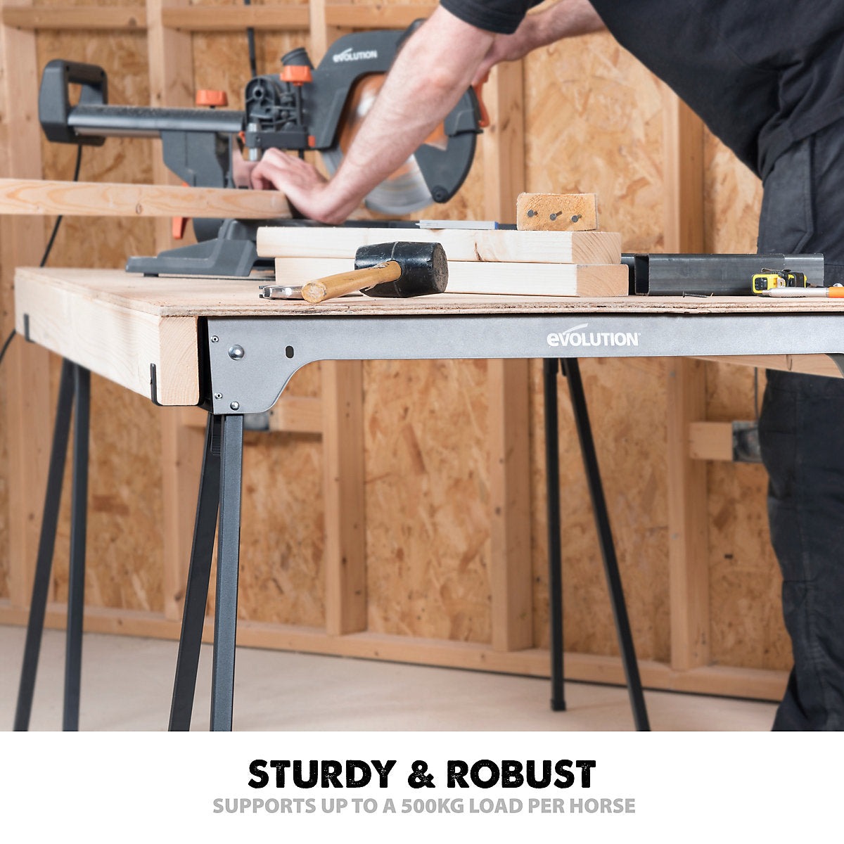 Evolution 500kg Foldable Saw horse, Pack of 2