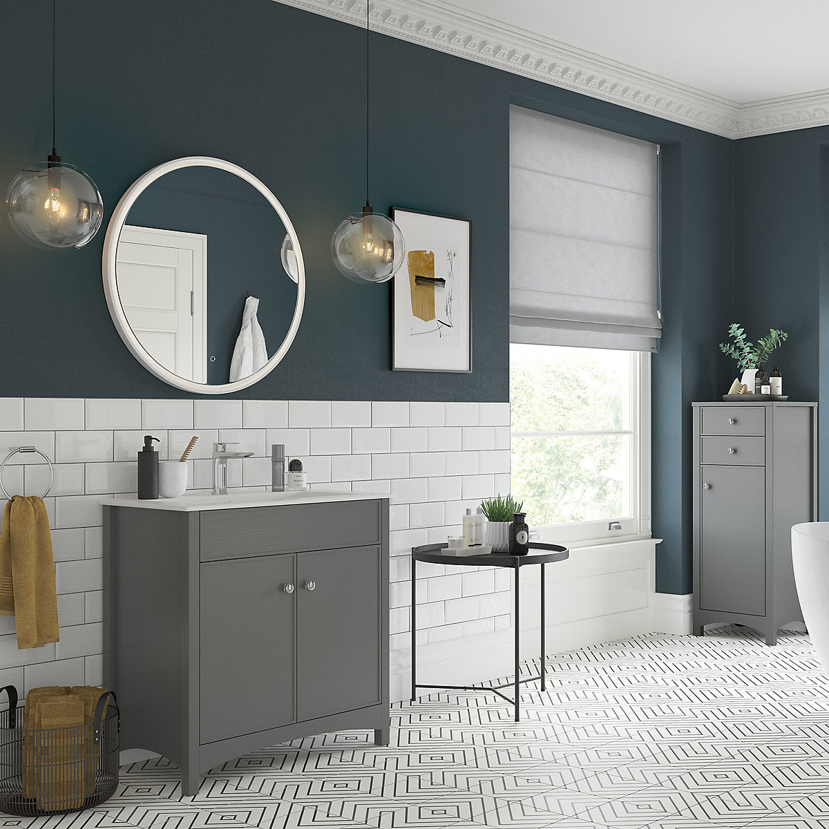 * Exbury Grey Ash Freestanding Vanity unit & basin set (W)810mm (H)835mm