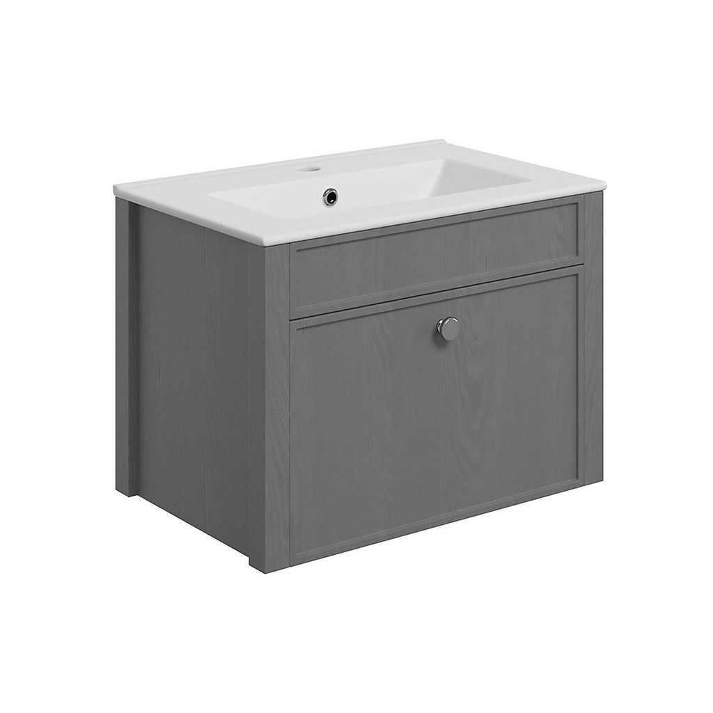 * Exbury Grey Ash Wall-mounted Vanity unit & basin set (W)605mm (H)443mm