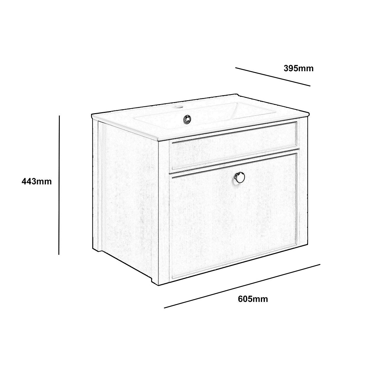 * Exbury Grey Ash Wall-mounted Vanity unit & basin set (W)605mm (H)443mm