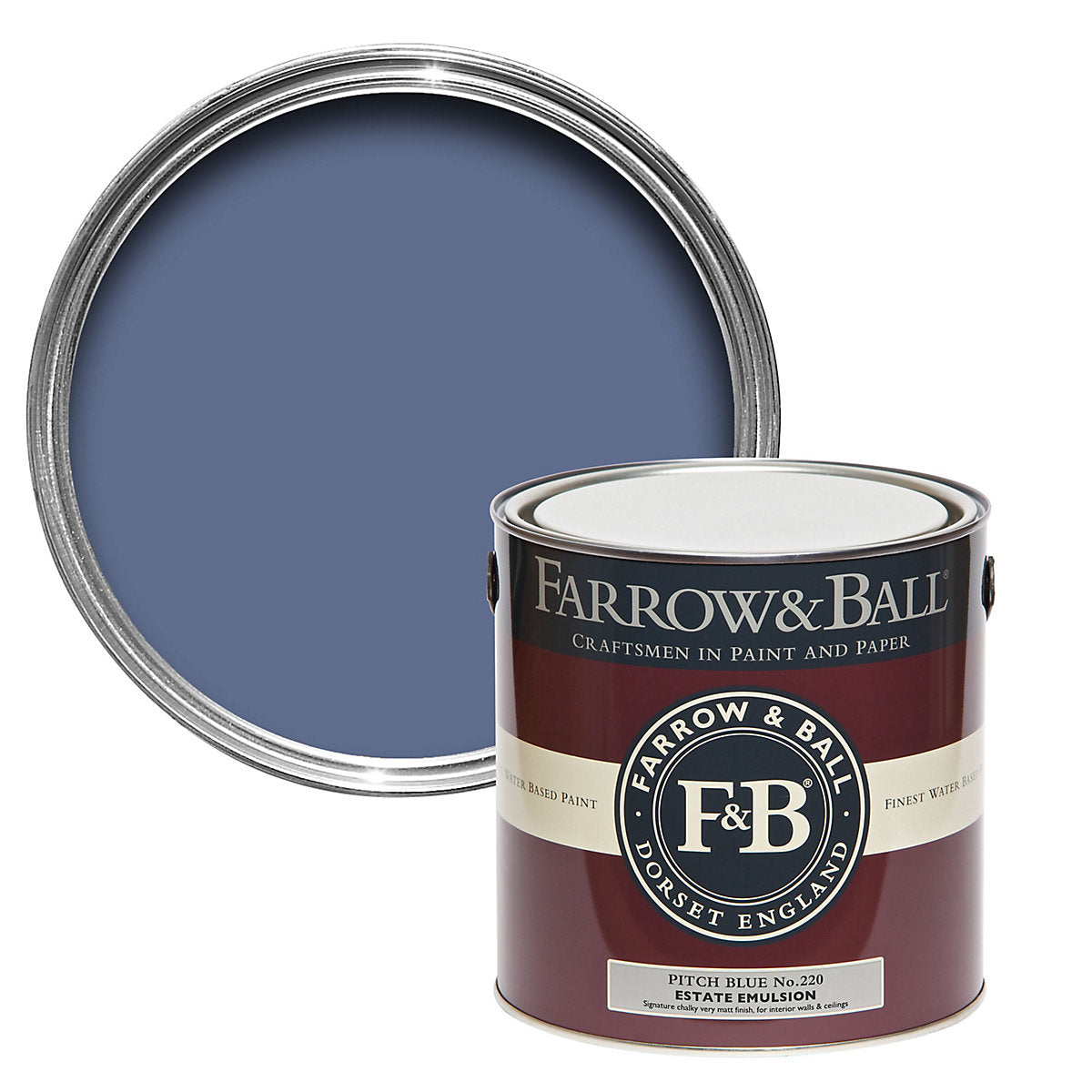 Farrow & Ball Estate Pitch blue No.220 Matt Emulsion paint, 2.5L